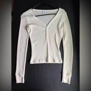TNA Cream Fitted Long Sleeve Blouse